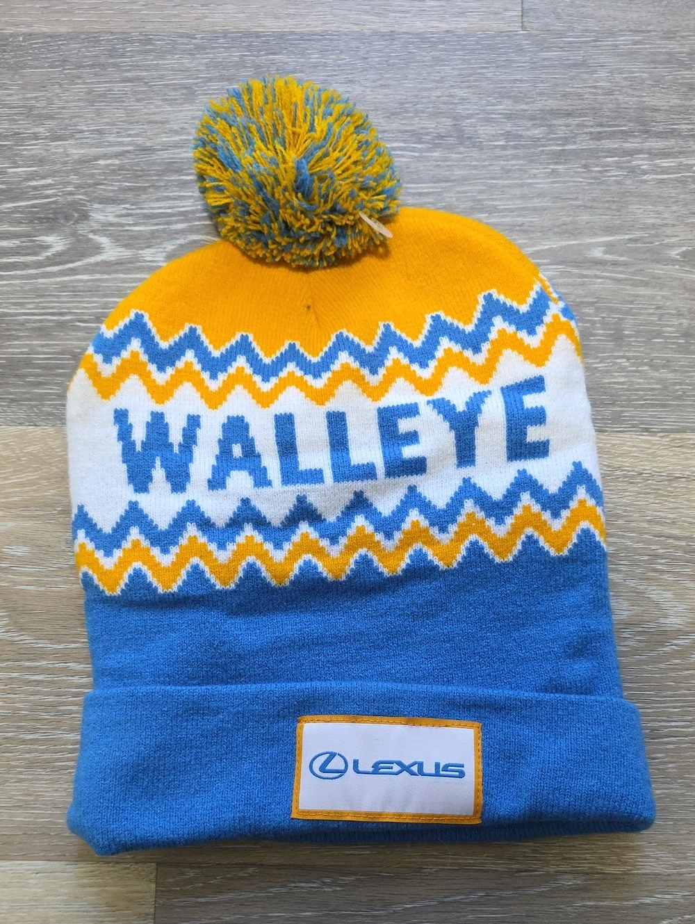 NWOT Vintage Style Toledo Walleye Lexus Pom-Pom Knit Beanie Hat – Blue & Gold